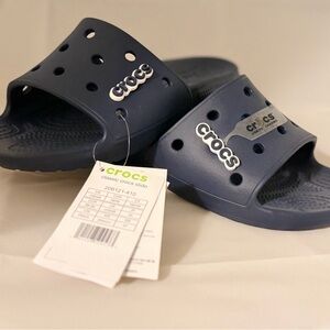 NWT Crocs Classic V2 Slide 209401-410 Mens 6 Womens 8 Navy Blue Sandals Comfort